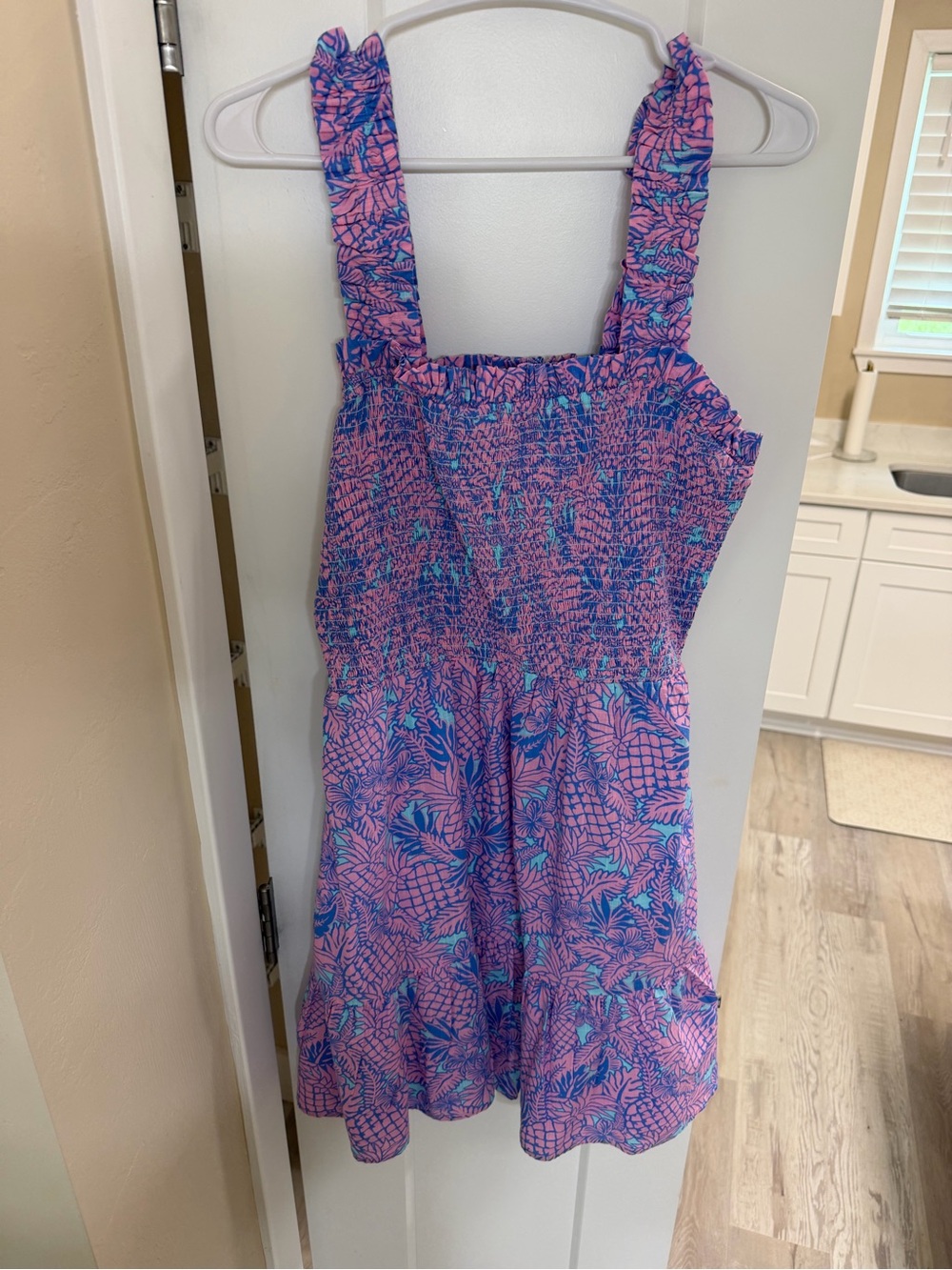 Vineyard Vines Pink and Blue Floral Smocked Romper
